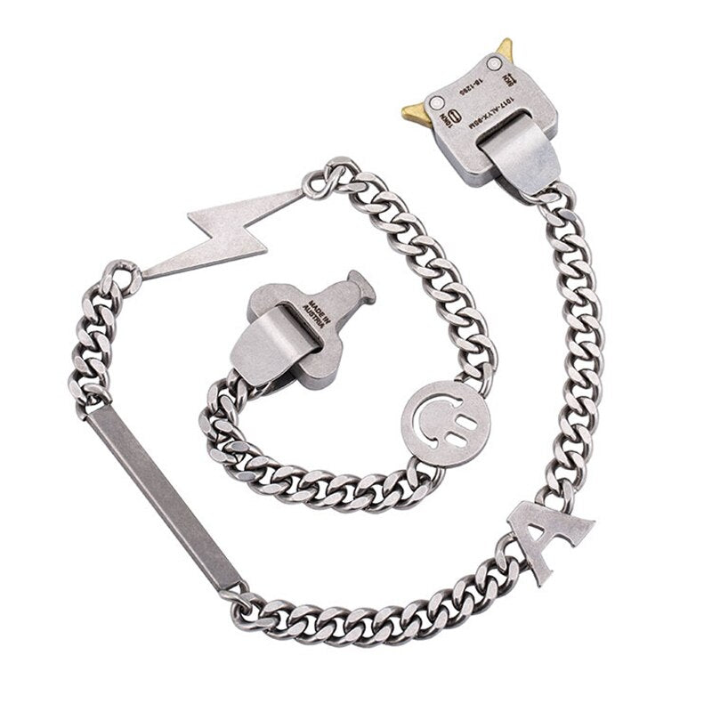 2021  1017 ALYX 9SM Punk Lock Lightning Hero Hip Hop Acrylic Metal Chain Splicing Necklace For Men Women Girls Party Jewelry
