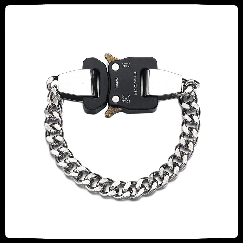 2021  1017 ALYX 9SM Punk Lock Lightning Hero Hip Hop Acrylic Metal Chain Splicing Necklace For Men Women Girls Party Jewelry