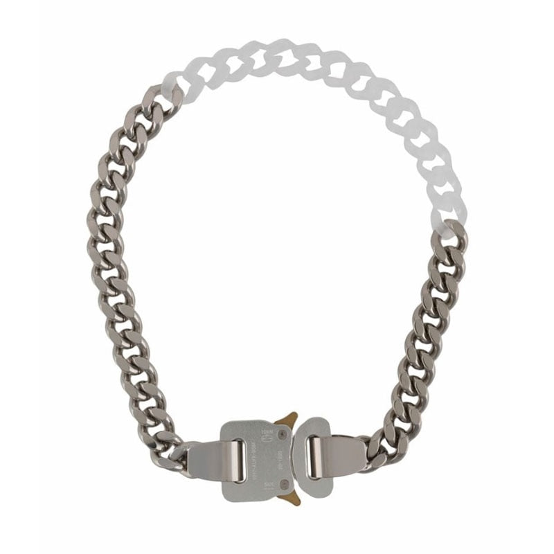 2021  1017 ALYX 9SM Punk Lock Lightning Hero Hip Hop Acrylic Metal Chain Splicing Necklace For Men Women Girls Party Jewelry
