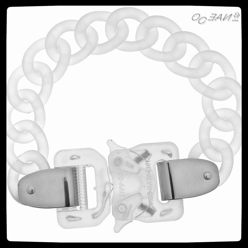 2021  1017 ALYX 9SM Punk Lock Lightning Hero Hip Hop Acrylic Metal Chain Splicing Necklace For Men Women Girls Party Jewelry