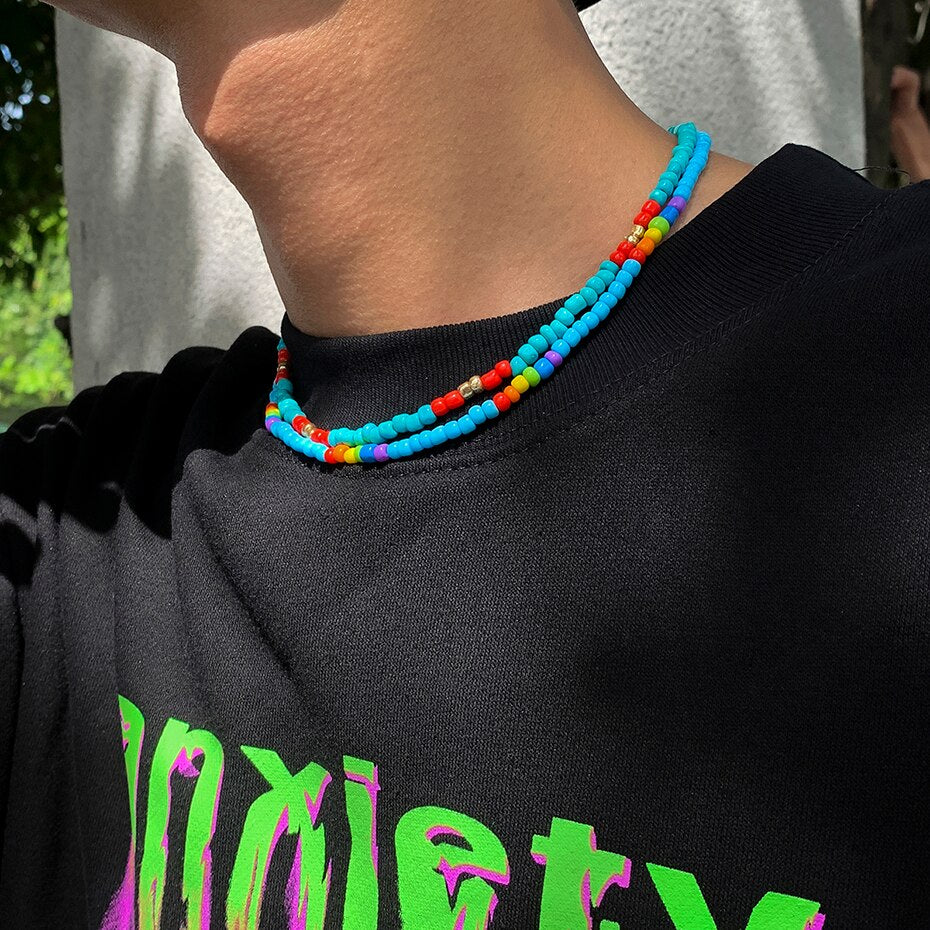 2022 Trend Colorful Seed Beads Short Clavicle Chain Choker Necklace For Women Men Collares Aesthetic Indie Jewelry