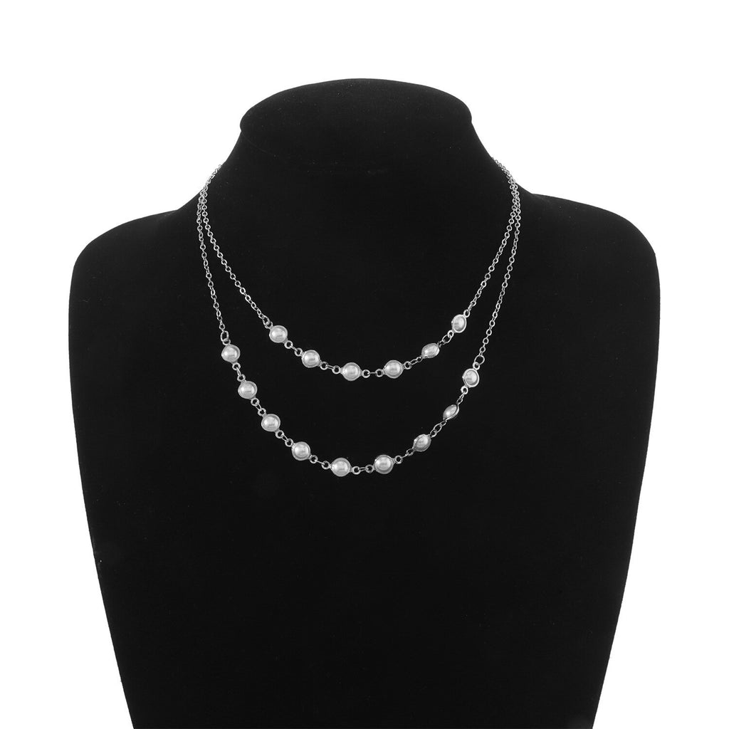 2022 Trendy Double Layer Pearl Necklace For Women Simple Clavicle Chain High Jewelry Choker Set Female Party Wedding Accessories