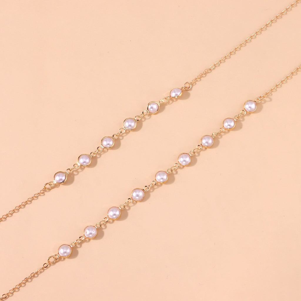 2022 Trendy Double Layer Pearl Necklace For Women Simple Clavicle Chain High Jewelry Choker Set Female Party Wedding Accessories