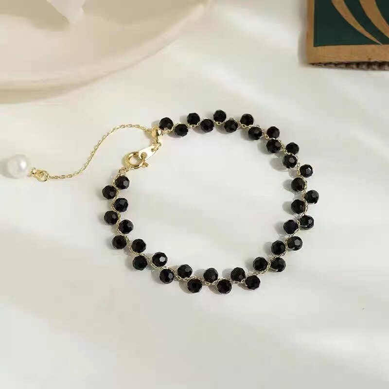 2022 Korea Design Jewelry Black Crystal Braided Short Necklace Sexy Women Clavicle Necklace Accessories