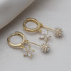 2022 Korea Design Jewelry  Zircon Flower Pearl Ball Pendant Earrings Elegant Women Daily Work Accessories