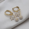 2022 Korea Design Jewelry  Zircon Flower Pearl Ball Pendant Earrings Elegant Women Daily Work Accessories
