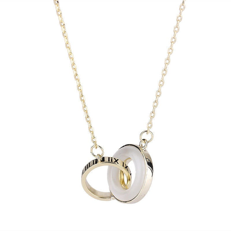 2022 14K Opal Necklace Women's Simple Design Korean Roman Letter Drop Glaze Clavicle Chain for Women Party Wedding