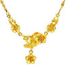 24K Gold Plated Women's Flower Necklace Sand Gold Bride Wedding Chain Retro one-piece Brass Gold-plated Female Clavicle Chain