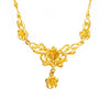 24K Gold Plated Women's Flower Necklace Sand Gold Bride Wedding Chain Retro one-piece Brass Gold-plated Female Clavicle Chain