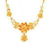 24K Gold Plated Women's Flower Necklace Sand Gold Bride Wedding Chain Retro one-piece Brass Gold-plated Female Clavicle Chain