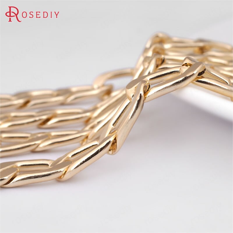 (29871)1 Meter Champagne gold Color Plated Flat Extended Chains Aluminum Chains Necklace Chains Diy Jewelry Findings Accessories