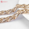 (29871)1 Meter Champagne gold Color Plated Flat Extended Chains Aluminum Chains Necklace Chains Diy Jewelry Findings Accessories