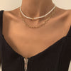 2PCS/SET Elegant White Imitation Pearl Choker Necklace Gold Link Chains Women Bridal Wedding Necklace Trendy Charm Gift