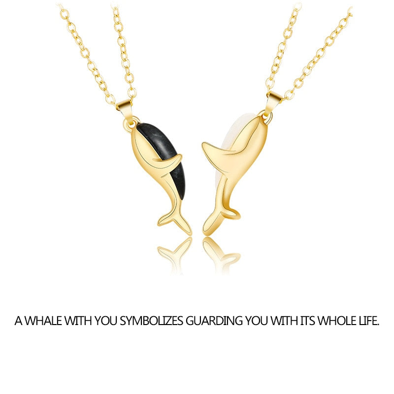 2Pcs Magnetic Dolphin Love Hug Couple Necklace For Women Men Lovers Sweet Promise Wedding Party Jewelry Valentine's Day Gift