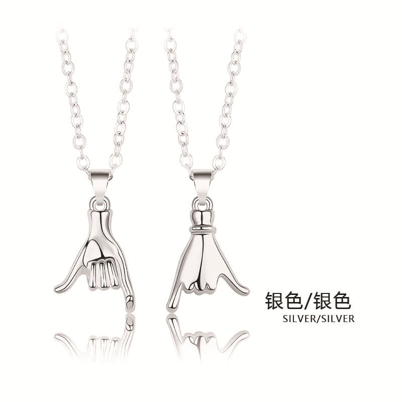 2Pcs Magnetic Dolphin Love Hug Couple Necklace For Women Men Lovers Sweet Promise Wedding Party Jewelry Valentine's Day Gift