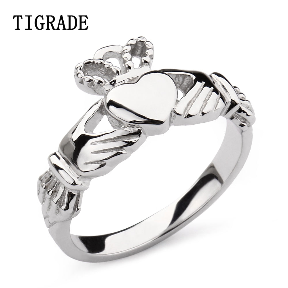 2mm Hand Heart Crown Claddagh Silver Ring Women High Polished Wedding Band 925 Sterling Silver Jewelry Engagement Rings Female