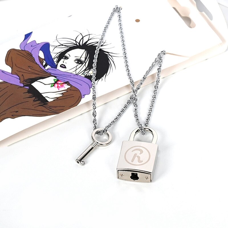 2pcs/set Anime Ai Yazawa NANA lover's key&lock alloy metal pendant cosplay accessories cos necklaces
