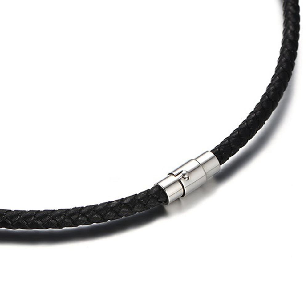 3/4/5mm Wide Men's Black Leather Necklace 316L Stainless Steel 45cm/50/55cm Length Necklace Jewelry Gift