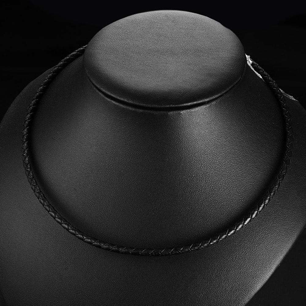 3/4/5mm Wide Men's Black Leather Necklace 316L Stainless Steel 45cm/50/55cm Length Necklace Jewelry Gift