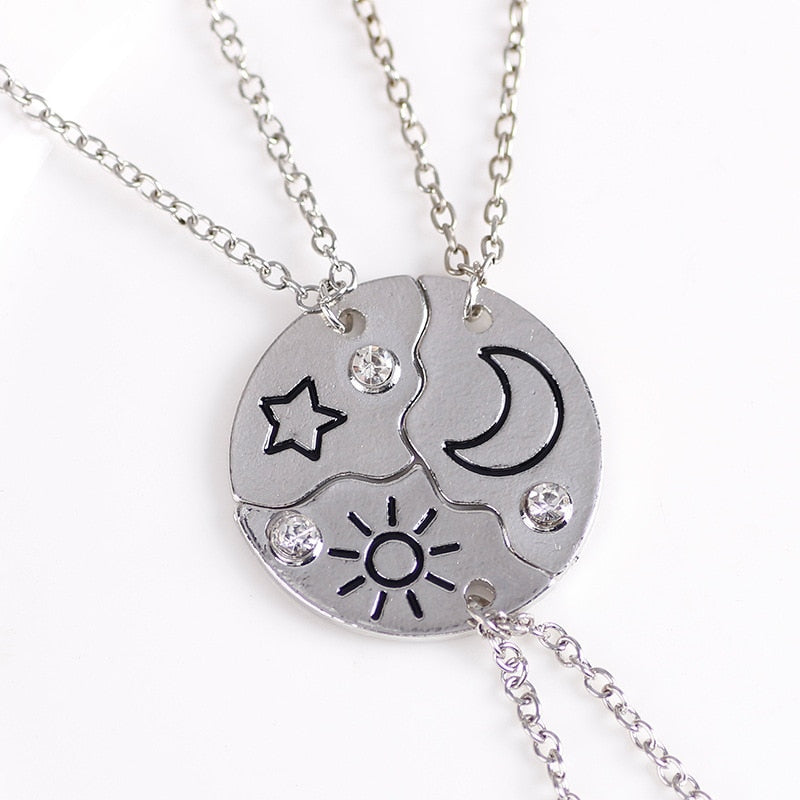 3 Piece Set Sun Moon Star Pendant Necklace Friend Bff Friendship Couple Necklace Jewelry