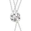 3 Piece Set Sun Moon Star Pendant Necklace Friend Bff Friendship Couple Necklace Jewelry