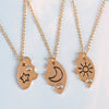 3 Piece Set Sun Moon Star Pendant Necklace Friend Bff Friendship Couple Necklace Jewelry