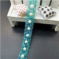 40CM Bling Crystal Ribbon Wrap Trim Rhinestone Cup Chain Pearl Crystal Chain DIY Wedding Cake Party Decoration