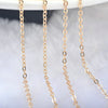 (4295)2Meter width:1.5MM 2MM 24K Champagne Gold Color Brass Flat Oval Chains Necklace Chains  Jewelry Accessories