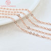 (4295)2Meter width:1.5MM 2MM 24K Champagne Gold Color Brass Flat Oval Chains Necklace Chains  Jewelry Accessories