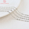 (4295)2Meter width:1.5MM 2MM 24K Champagne Gold Color Brass Flat Oval Chains Necklace Chains  Jewelry Accessories