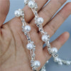 45cm/Lot Pearl Crystal Chain Manual Rhinestones Trim Ribbon Metal Chain Decoration Collar Wedding Dress Clothing Bag Accessories