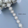 45cm/Lot Pearl Crystal Chain Manual Rhinestones Trim Ribbon Metal Chain Decoration Collar Wedding Dress Clothing Bag Accessories