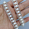 45cm/Lot Pearl Crystal Chain Manual Rhinestones Trim Ribbon Metal Chain Decoration Collar Wedding Dress Clothing Bag Accessories