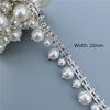 45cm/Lot Pearl Crystal Chain Manual Rhinestones Trim Ribbon Metal Chain Decoration Collar Wedding Dress Clothing Bag Accessories