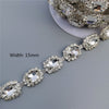 45cm/Lot Silver Glass Crystal Chain Bling Rhinestone Trim Metal Ribbon Necklace Decoration Wedding Dress Clothing Accessories