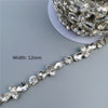 45cm/Lot Silver Glass Crystal Chain Bling Rhinestone Trim Metal Ribbon Necklace Decoration Wedding Dress Clothing Accessories