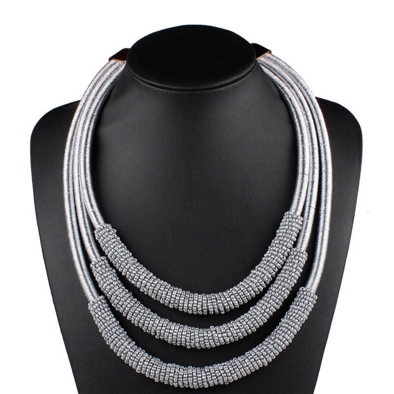 8 Colors Most Popular Women Jewelry Accessories Multi Layer Winding Chain Beads Bib Choker Statement Neccklace for Wedding Party