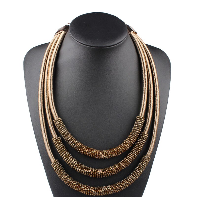 8 Colors Most Popular Women Jewelry Accessories Multi Layer Winding Chain Beads Bib Choker Statement Neccklace for Wedding Party