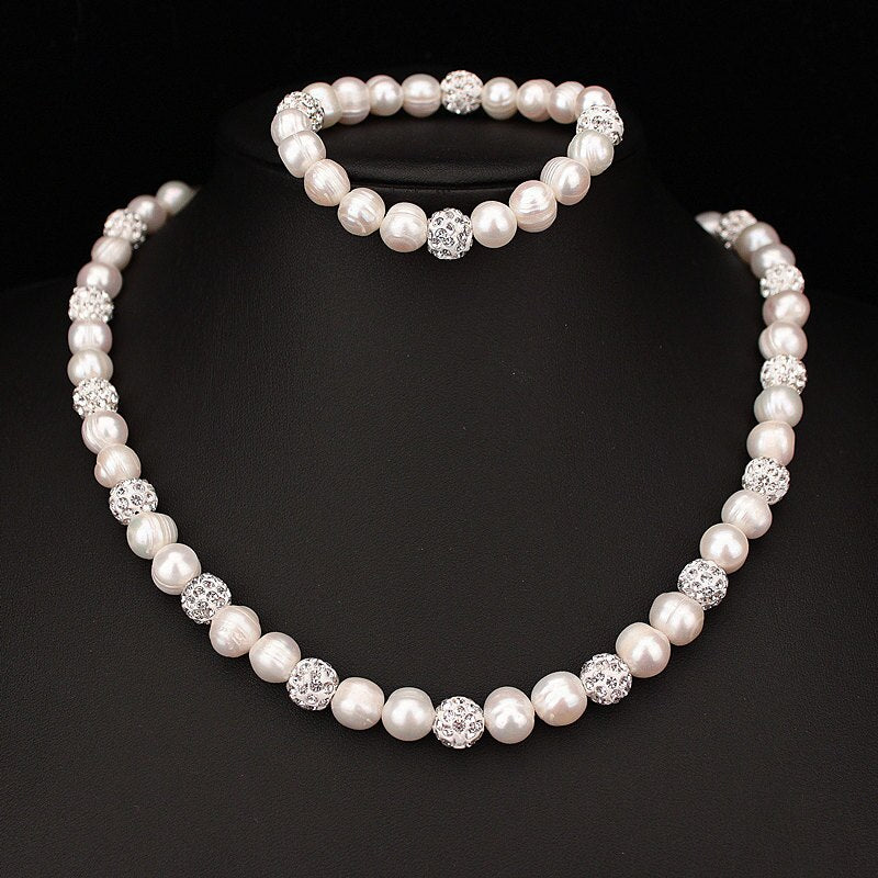 8mm-9mm Wedding Bridal Jewelry 2016 100% Natural Real White Freshwater Pearl Beads Charms Necklace Statement Pearls Jewelry