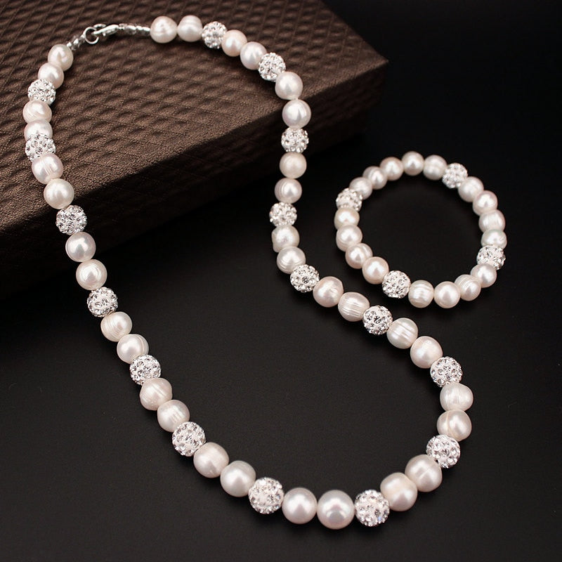 8mm-9mm Wedding Bridal Jewelry 2016 100% Natural Real White Freshwater Pearl Beads Charms Necklace Statement Pearls Jewelry