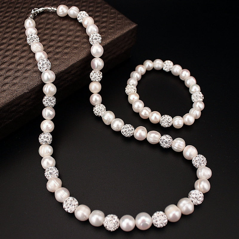 8mm-9mm Wedding Bridal Jewelry 2016 100% Natural Real White Freshwater Pearl Beads Charms Necklace Statement Pearls Jewelry