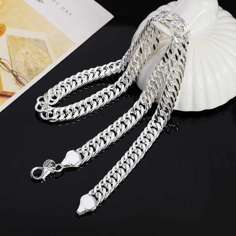 925 Silver 10MM 20/24 Inches Necklaces Chain For Men Silver Necklace Jewelry