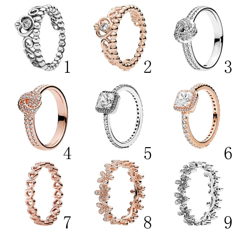 925 Silver Ring for Women Timeless Elegance Sparkling Love Knot Dazzling Daisy Linked Love Princess Ring fit Lady Jewelry
