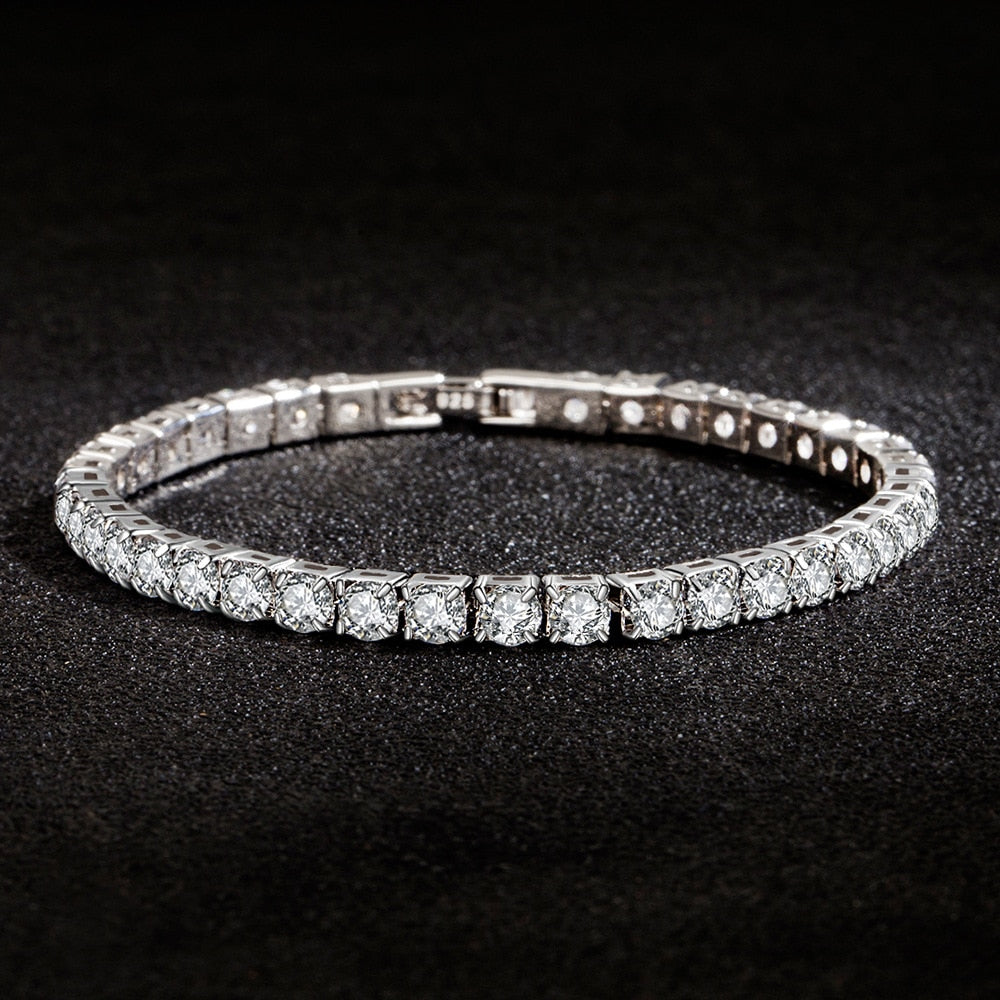925 Stamp 4mm Cubic Zircon Tennis Bracelets for women Out Chain Chain Wedding  Quality Fine Jewelry Gift Christmas