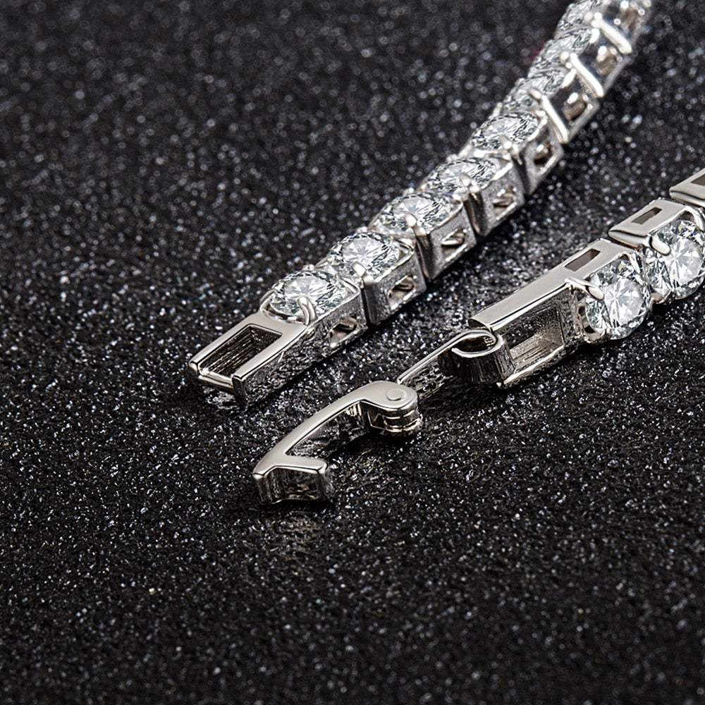 925 Stamp 4mm Cubic Zircon Tennis Bracelets for women Out Chain Chain Wedding  Quality Fine Jewelry Gift Christmas