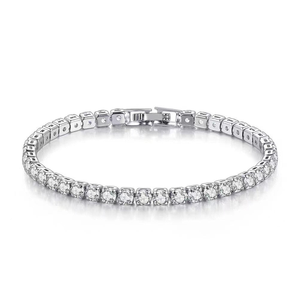 925 Stamp 4mm Cubic Zircon Tennis Bracelets for women Out Chain Chain Wedding  Quality Fine Jewelry Gift Christmas