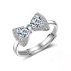925 Stamp Silver Color Bowknot Zircon Adjustable Open Finger Rings For Women Girls Wedding Dorpshipping Anelli Party Jewelry