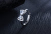 925 Stamp Silver Color Bowknot Zircon Adjustable Open Finger Rings For Women Girls Wedding Dorpshipping Anelli Party Jewelry
