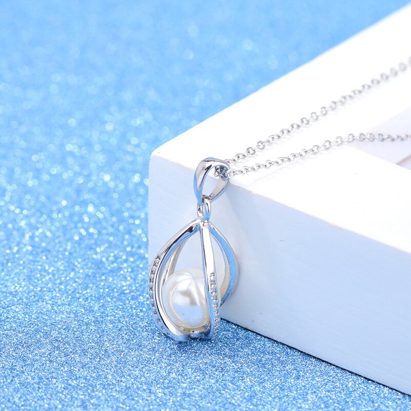925 Stamp Silver Color Chains And Necklaces For Women Neck Jewelry Charm Lucky Elegant Pearl Pendant Wedding Party