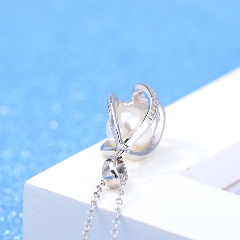 925 Stamp Silver Color Chains And Necklaces For Women Neck Jewelry Charm Lucky Elegant Pearl Pendant Wedding Party